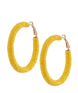 Raffia Colorful Hoop Earrings EH700085 YELLOW